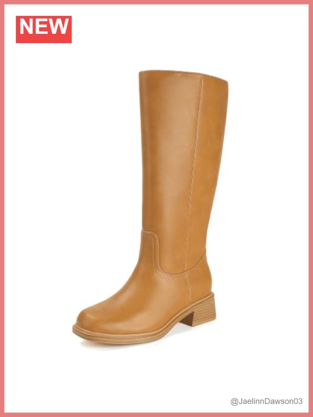 Knee High Boots Square Toe Chunky Block Low Heel Pull On Tall Boots